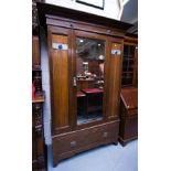 ART NOUVEAU OAK MIRROR DOOR WARDROBE BY MILLAR & BEATTY LTD DUBLIN