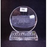 WATERFORD ENGRAVED PLAQUE OF THE WHITE HOUSE WITH BOX 19CM