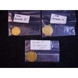 2 X GOLD SOVEREIGNS + 1 I/2 SOVEREIGN - DEFACED ,