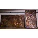 2 AFRICAN COPPER RELIEF PANELS