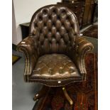 LARGE DEEP BUTTON BACK LEATHER DESK CHAIR