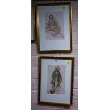 2 PAIRS OF GILT FRAME WATERCOLOURS