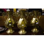 3 ECCLESIASTICAL BRASS VASES