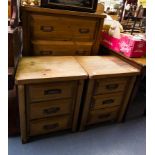 MEXICAN PINE CHEST + PAIR OF LOCKERS