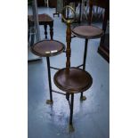 3 TIER MAHOGANY CAKE STAND WITH BRASS CLAW FEET
