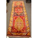 Antique Turkish runner, 12'5" x 3'6"