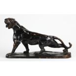 After Antoine-Louis Barye (French, 1795-1875), Lioness, bronze sculpture, bears signature lower
