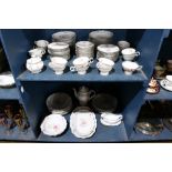 Two bins of Bavarian china, having a silvered border surrounding floral decoration, including