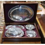 (lot of 8) Wilcox silver plate holloware set, consisting of (2) oval serving trays, an oval bread