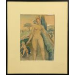 Nude Woman and Child, watercolor and graphite on paper, unsigned, 20th century, overall (with