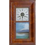 Boardman Brisol Connecticut ogee wall clock ,with scene of Mt. Fuji, with pendulum, hand, weights,