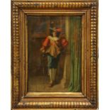 European School (18th century), "Dutch Soldier," oil on oak panel, signed indistinctly (faintly)