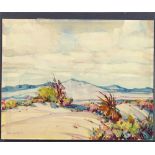 American School (20th century), Desert Landscape, watercolor, pencil signed lower left indistinctly,