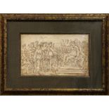 European School (18th century), Classical Scene with Figures, ink and ink wash on paper, unsigned,