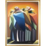 Cuban School (20th century), Untitled (Standing Figures), oil on canvas, signed "Portocarrero" lower