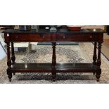 Henredon mahogany sideboard, having a rectangular marble top, above the two drawer case, and