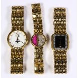 (Lot of 3) Raymond Weil metal wristwatches Including 1) lady's Raymond Weil Traviata white stone,