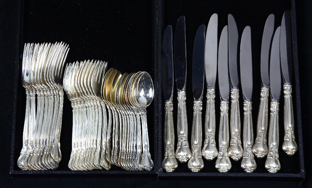 (lot of 44) Gorham sterling silver partial flatware service for 10 in the "Chantilly" pattern,