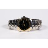 Omega analog digital Polaris Seamaster two-tone stainless steel wristwatch Dial: round, black,