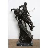 After Frederic Remington (American 1861-1909), "The Mountain Man," bronze sculpture on marble