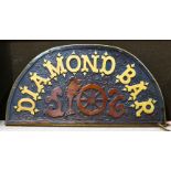 Carved and partial gilt teak Diamond Bar sign, 29.5"h x 54"w. Provenance: Spenger's Fish Grotto
