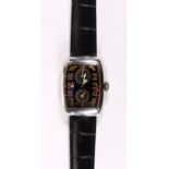 Dubey & Schaldenbrand Aerodyn Duo stainless steel wristwatch Dial: cushion, black, stylized textured