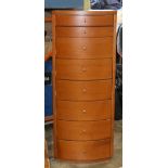 Art Deco style lingerie cabinet, having eight drawers, 55.5"h x 21"w x 16.5"d