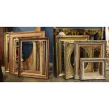 (lot of 8) Assorted wood picture frames, including both giltwood and carved wood, largest 44"x 36"