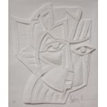 Anthony Quinn (American/Mexican, 1915-2001), "Irene," white paper casting, signed in pencil lower