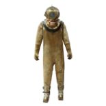 Fine example of a United States navy diver's suit, 1919, the helmet is a modern reproduction,