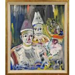 Walter Philipp (American, 20th century), Clowns, tempera on board, signed upper left, overall (