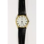 Concord 14k yellow gold wristwatch Dial: round, white, black Roman numeral hour markers, black baton