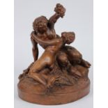 Michel Claude Clodion (French, 1738-1814), Couple Bacchanale, terra cotta sculpture, signed,