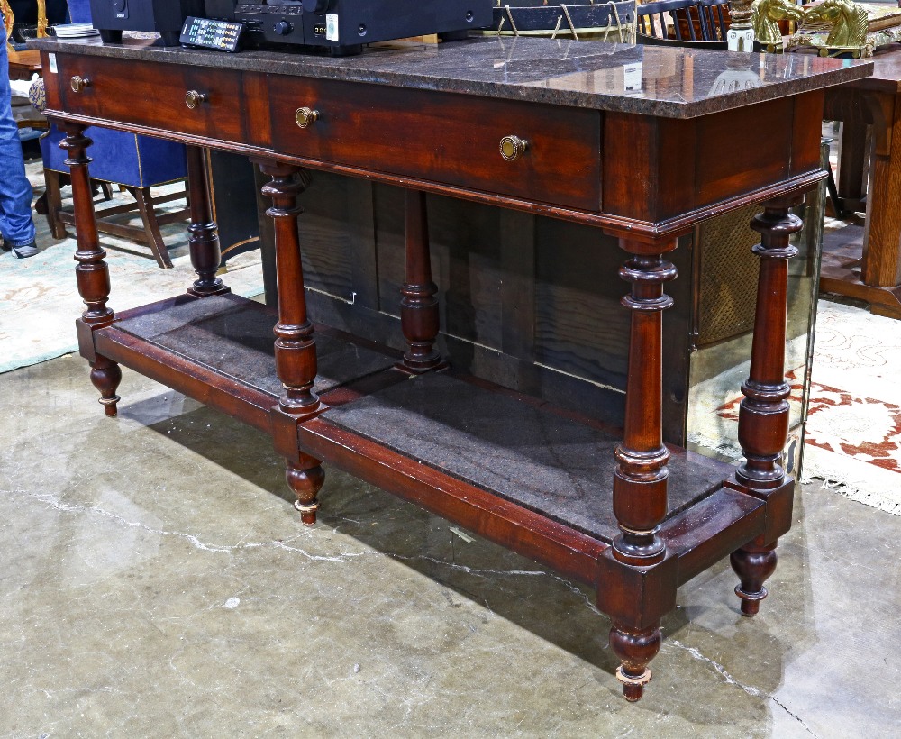 Henredon mahogany sideboard, having a rectangular marble top, above the two drawer case, and - Bild 2 aus 2