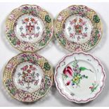 (lot of 4) English porcelain dishes, consisting of (3) Chinese export style dishes, having a