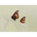 African-American Mother and Child, oil on canvas (laid down on board), signed "L. Mason" lower