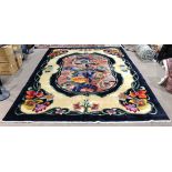 Chinese art deco style floral rug, 9" x 12"