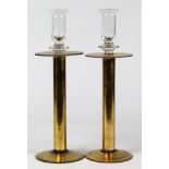 Pair of Hollywood Regency style candlesticks, each having a gilt standard, unsigned 12"h