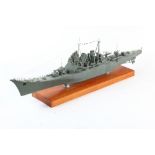 United States battleship model, 20th century, depicting either a cruiser or destroyer, hand-