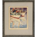 Gib Steele (American, 20th century), "Boats at Rest," 1933, watercolor, signed, titled, and dated