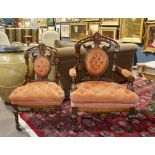 (lot of 2) Renaissance Revival parlor chairs attributed to John Jelliff circa 1865, New York,