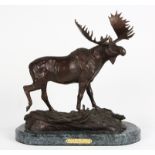 Follower of Frederic Remington (American, 1861-1909), "Coming to the Call," bronze sculpture on