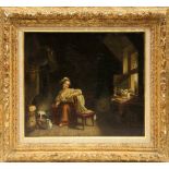 French School (18th century), Woman Sitting by a Window with Breast Exposed, oil on panel, unsigned,