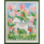 Untitled (Horse in Garden), watercolor, signed "S. V. Gantner" lower right, 20th century, overall (