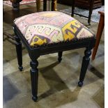 Neoclassical style stool with kilim upholstered seat