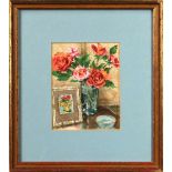 Still Life with Flowers in a Vase and Painting of Flowers in a Vase, 1970, watercolor, initialed "G.