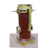 Binnacle stand, with bronze mounts and old growth teak cylindrical case, 43"h x 30"w. Provenance: