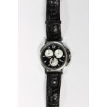 Mont Blanc stainless steel chronograph wristwatch Ref. 7060 Dial: round, black, metallic silver,