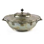 Shreve & Co. sterling silver circular vegetable dish and cover, the lid with raised floral sprays