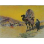 Matilda Lotz (American, 1858-1923), "Marrakesh," 1887, pastel, signed, titled and dated lower right,